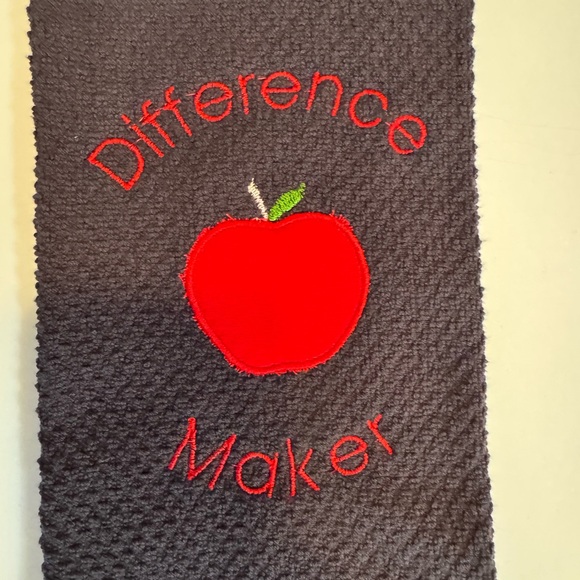 Teacher appreciation gift  Black Embroidered Kitchen Towels with Owl and Apple - Picture 8 of 9
